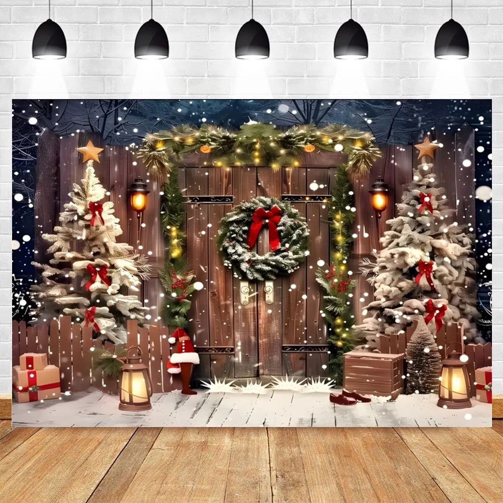 Wooden Board Christmas Backdrop for Photography Winter Snowman Backdrop Merry Christmas Background New Year Xmas Party Props