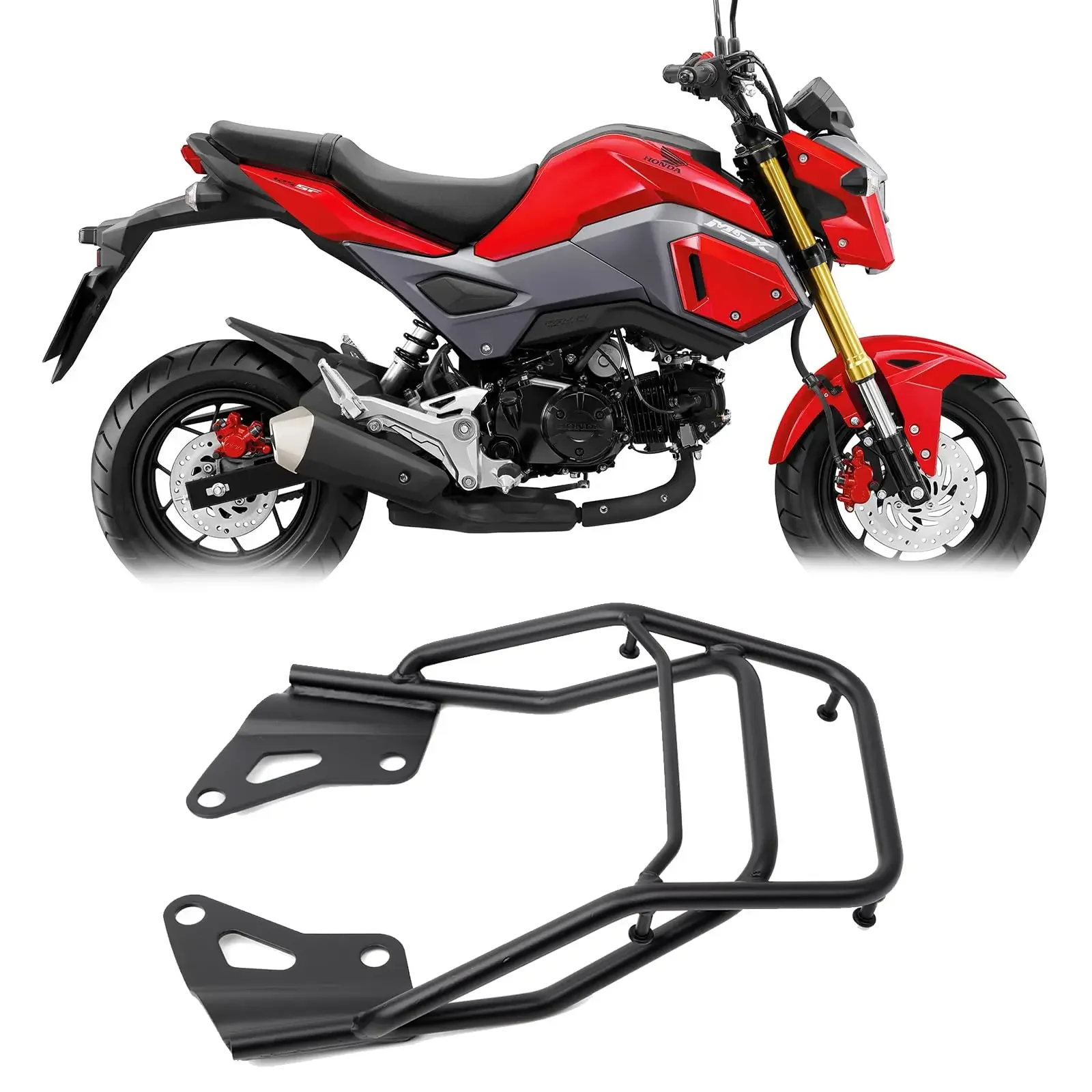 M3 Motorcycle Rear Luggage Rack Iron Luggage Storage Rack Carrier Support Shelf Compatible with Honda Grom MSX125 2016-2020