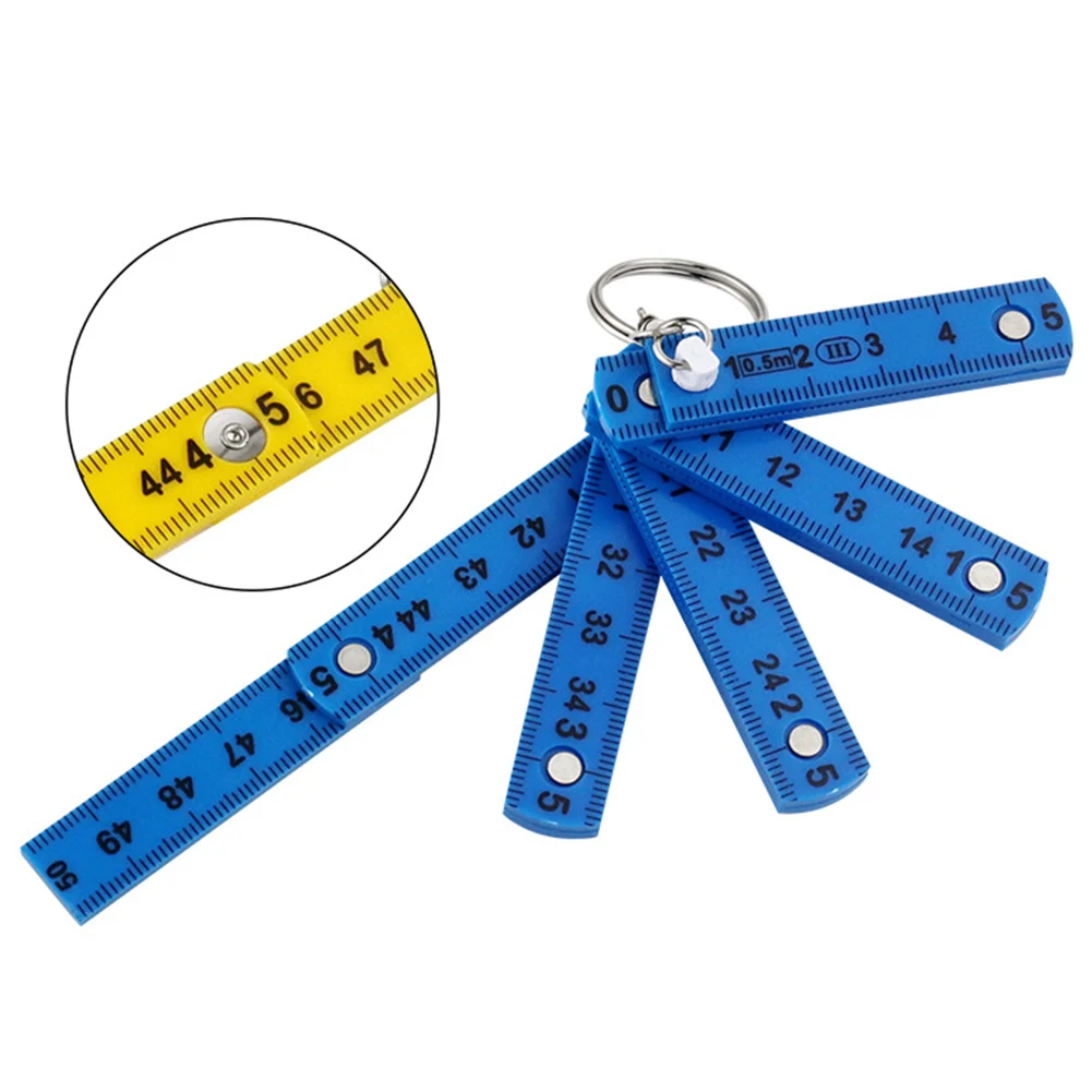 

Folding Ruler Keychain Compact 0.5m Folding Ruler Keychain Portable Measuring Tool Portable Keychain Plastic For Drawing