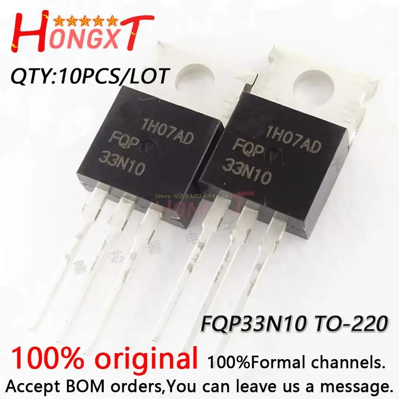 10PCS 100% NEW Original FQP33N10 33N10 TO-220 FET 33A 100V.