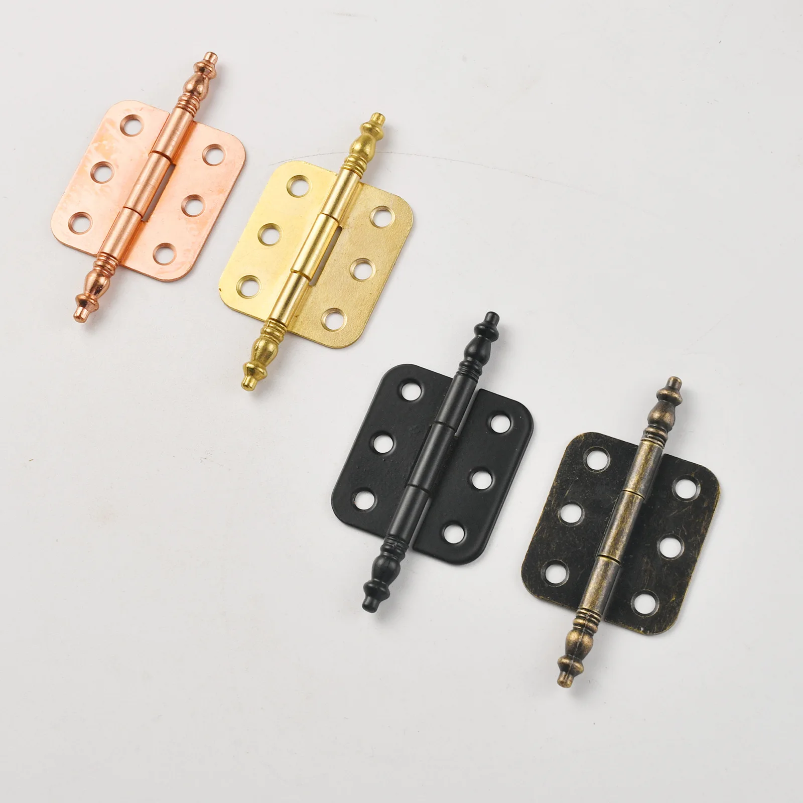 New Chinese zinc alloy crown head iron material small hinge home improvement antique 6-hole gift box iron eye hinge