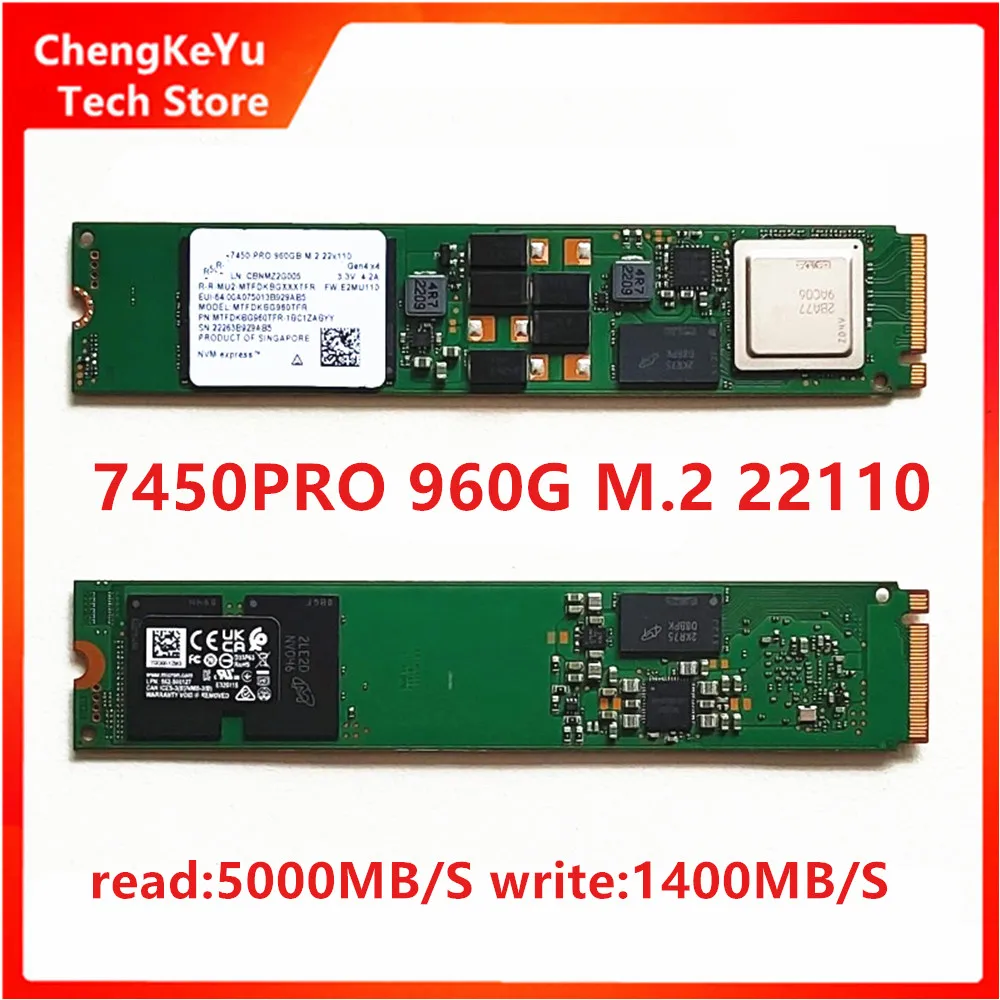 New&original SSD 7450PRO 960G 22110 PCIe4.0 X4 Enterprise-grade Solid State Drive NVME High-speed SSD M.2 interface For Micron