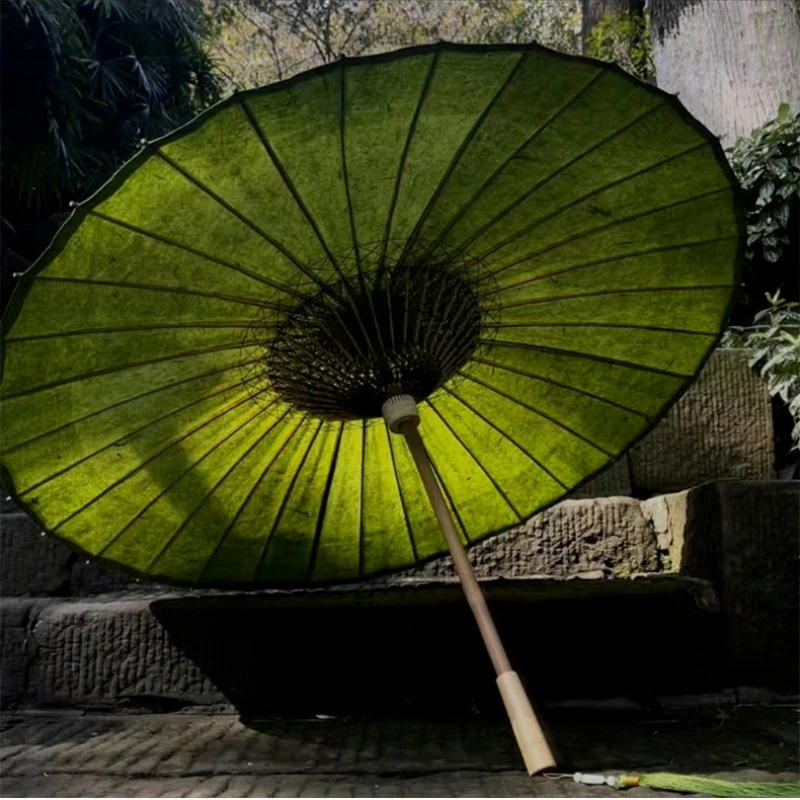

Ancient imitation handmade paper infection green taro purple, intangible cultural heritage pure handmade oil-paper umbrella