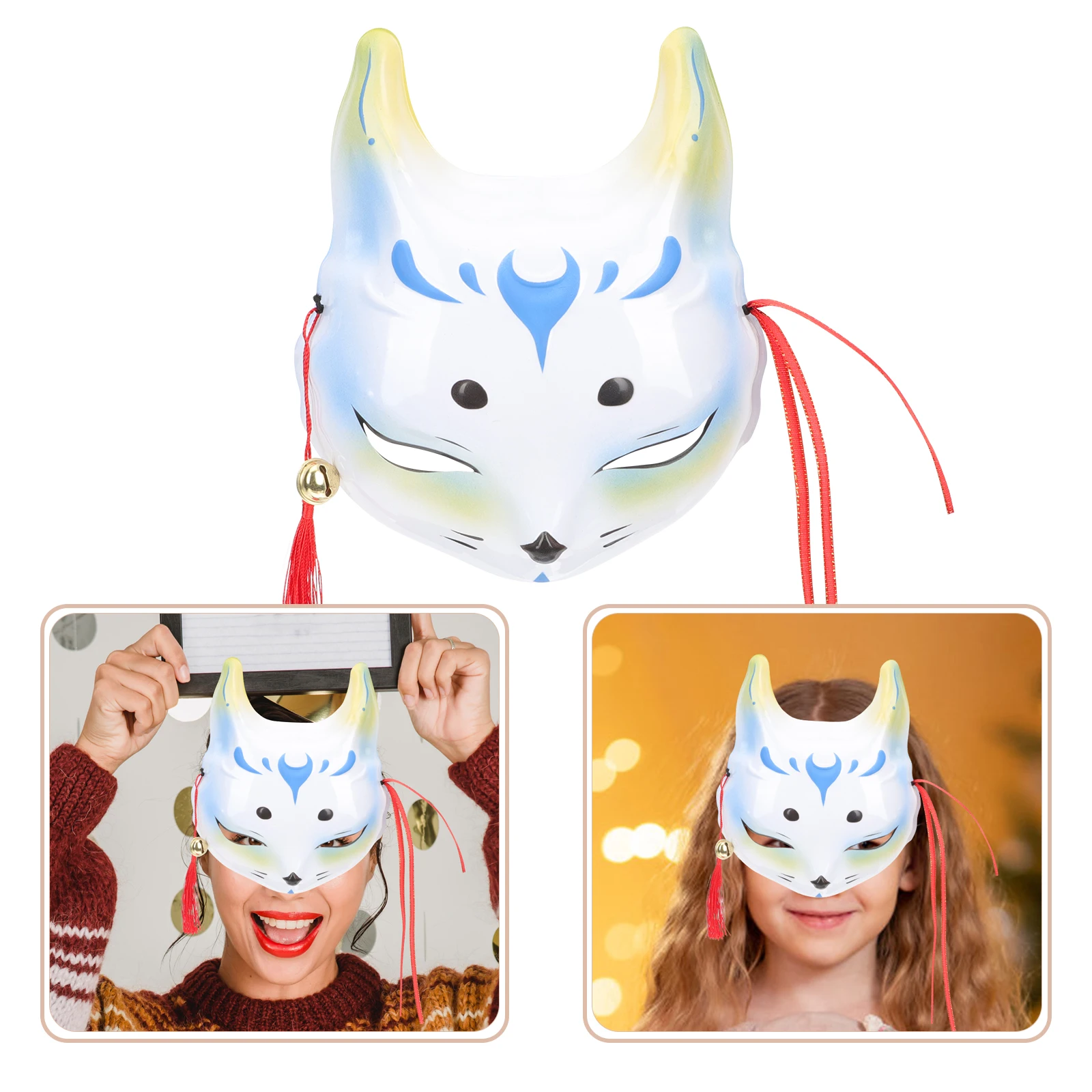 

2 Pcs Little Fox Demon Mask Halloween Party Supply Prank Tool Scary Face Pvc Fox-style Man Festival