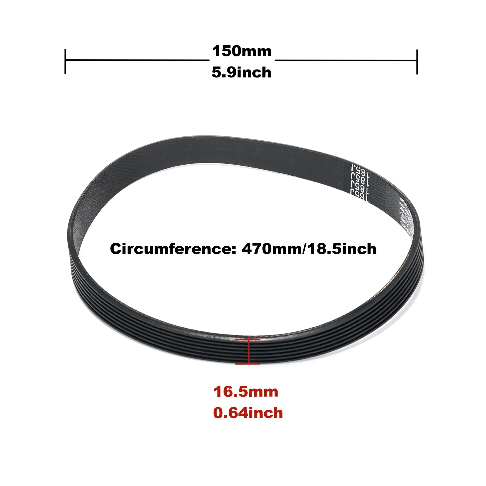 1Pcs Mower Rubber Belt PJ470(7Ridge,470mm Circumference,16.5mm Width)Compatible with QUALCAST RM37 M2EB1437M M2EB1537M M2EB1637M