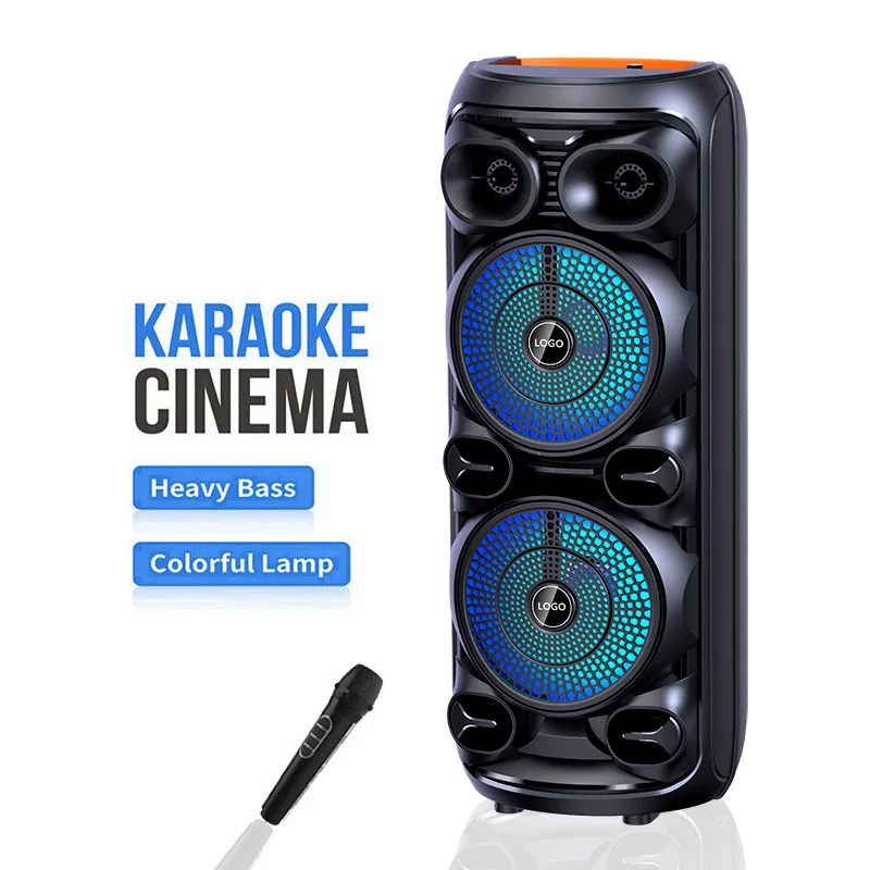Double 8-inch Bluetooth Speakers Wholesale Square Dance Audio Portable Wireless Karaoke Portable Speakers Outdoor Big