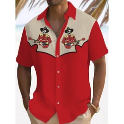 Camisa havaiana de manga curta masculina, roupa respirável solta, blusa casual, moda verão