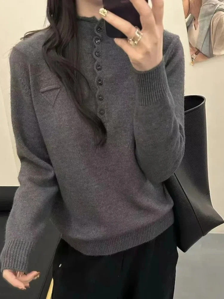 

High Collar Color Knitted Loose Women's Sweater Autumn Winter New Sle Faionable Inner Wear Knit Base irt Top