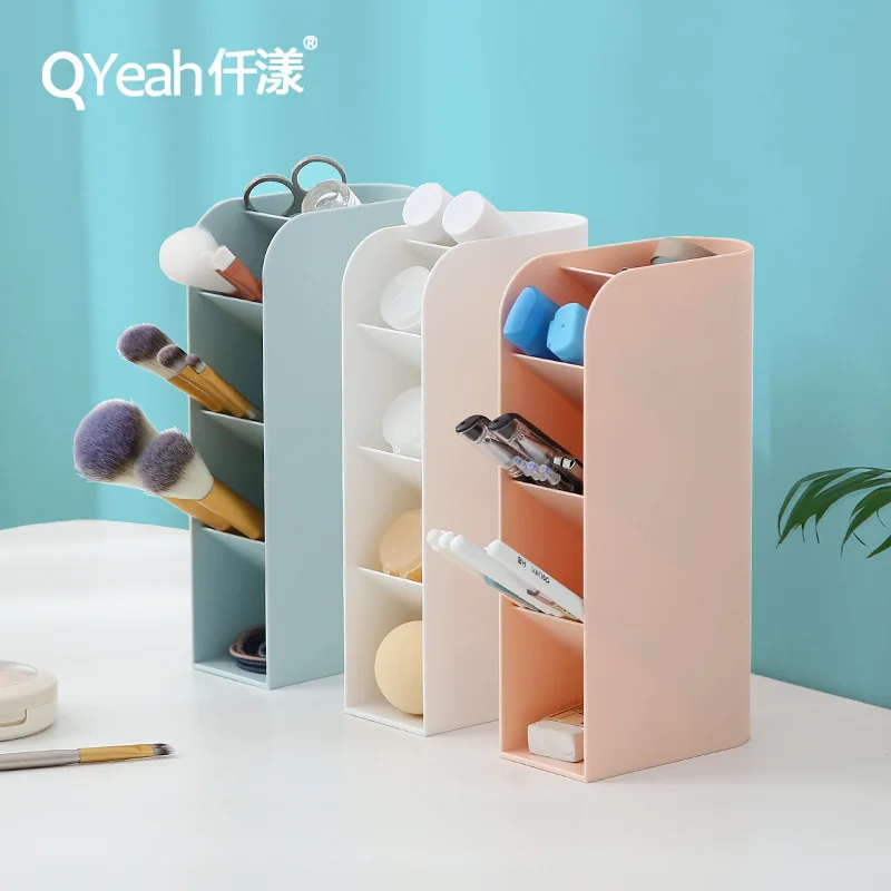 

Personalized Minimalist Pen Holder Multi-compartment Diagonal Plug-in Plastic Student Desktop Organizer Lipstick Organizer Shelf