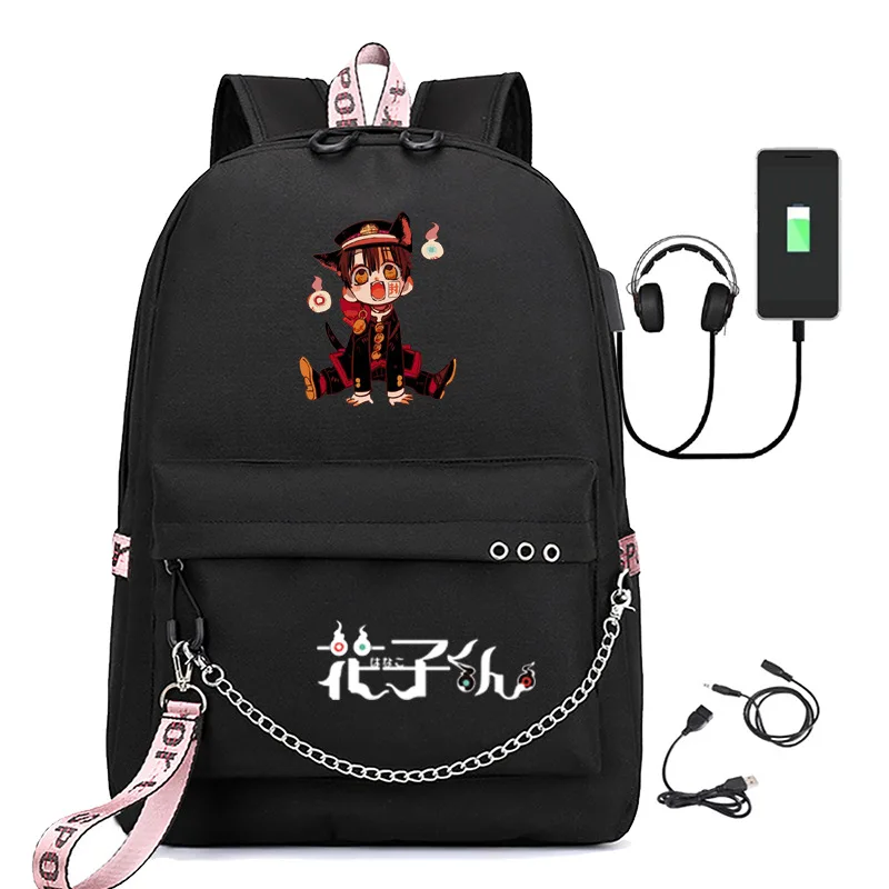 Popular Creative Hanako-kun USB Student School Bags Unisex Print Oxford Waterproof Notebook multifunction Travel Backpacks