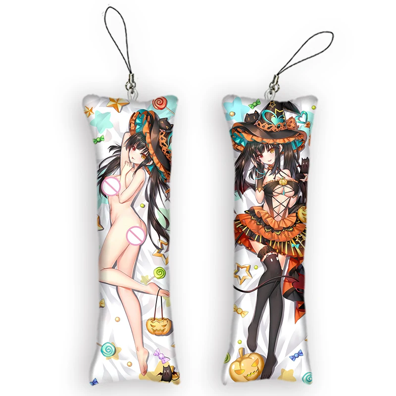 Cute Kurumi Tokisaki Mini Dakimakura Key Chain Anime Date a Live Small Pillow Pendant Otaku Bag Backpack Decor Keychain Gifts