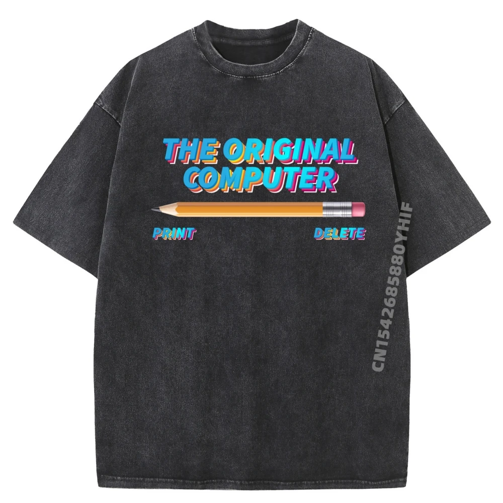 

Funny Geek Nerd Tech Shirts The Original Computer Graphic Tees Men High Quality Mens Printed Camisa Geek Washed Tops