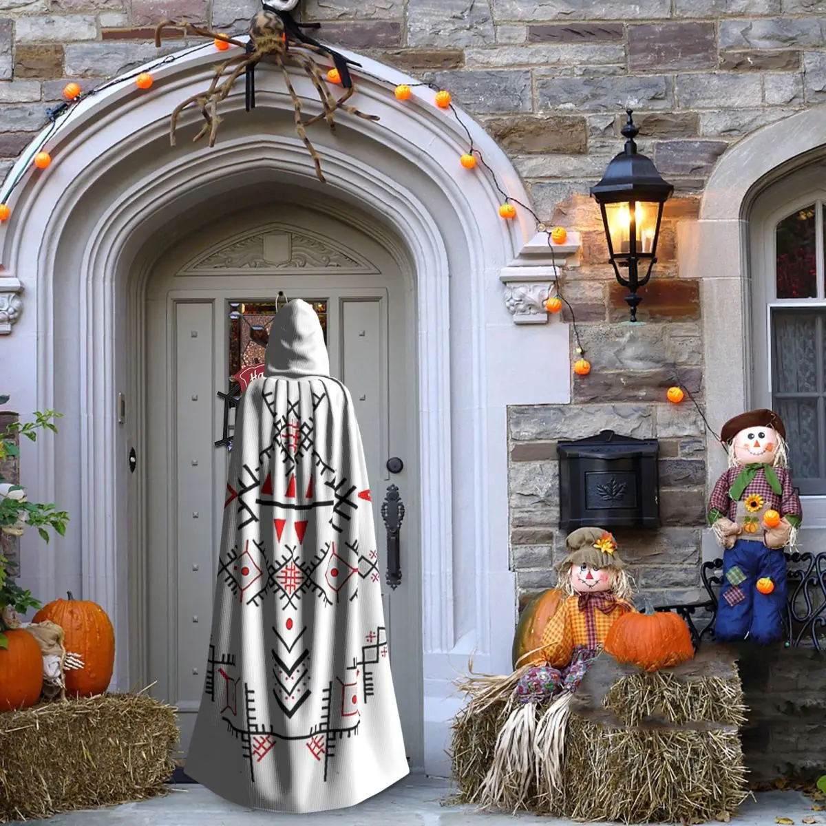 Kabyle Jewelry Amazigh Morocco Long Hooded Cloak Witch Medieval Costume Cosplay Cape HalloweenCoat Adult Unisex