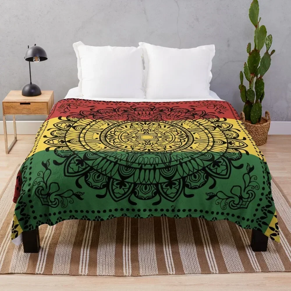 

Rasta Mandala Throw Blanket Spring Fall Cozy Throw Blanket for Couch