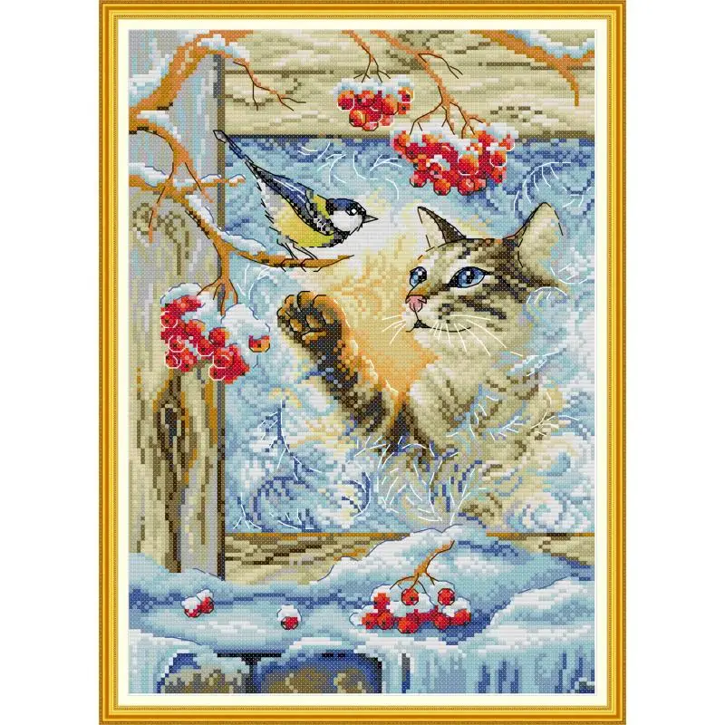 NKF 11/14CT Starter Embroidery Painting Cross Stitch Kits DMC Animal Printed Canvas DIY Handmade Home Decoration