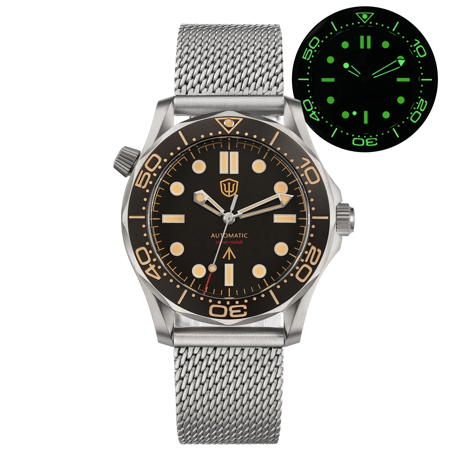 Watchdives WD007 39mm V2 SL3001 Automatische Taucheruhr Titan-Gehäuse Saphirglas 100M Wasserdichtes Ventil Luxus-Herrenuhr – Detail 3