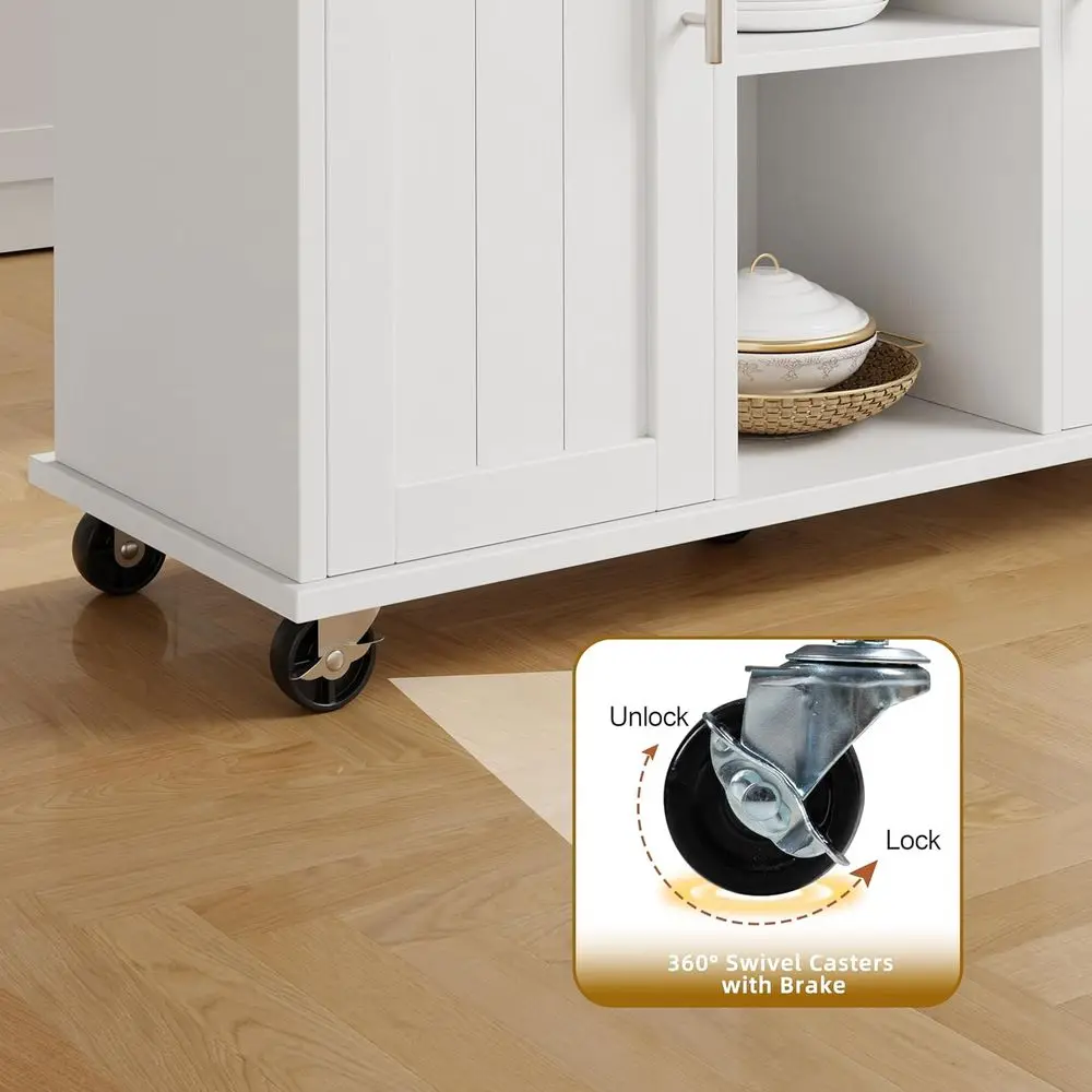 عربة جزيرة المطبخ على طراز المزرعة البيضاء مع أوراق متدلية وبار المناشف ودرج تخزين #4