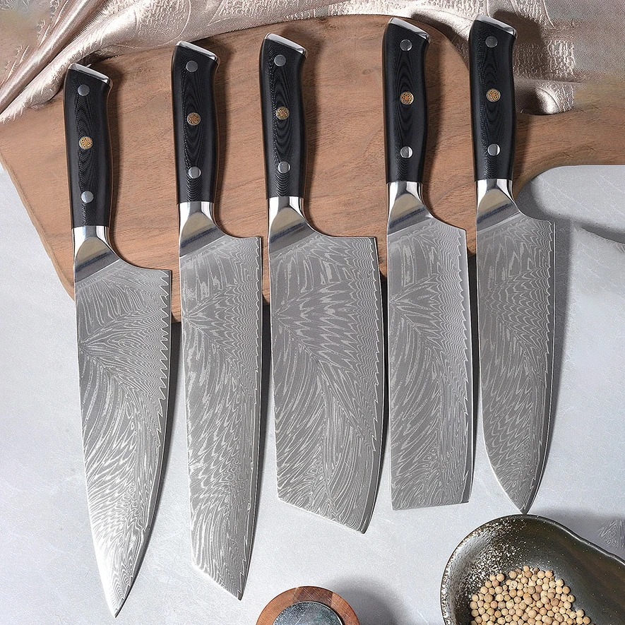 Chef Knife 67 Layers Damascus Steel 10Cr15MoV Blade G10 Handle Sharp Santoku Cleaver Slicing Kiritsuke Japanese Kitchen Knife