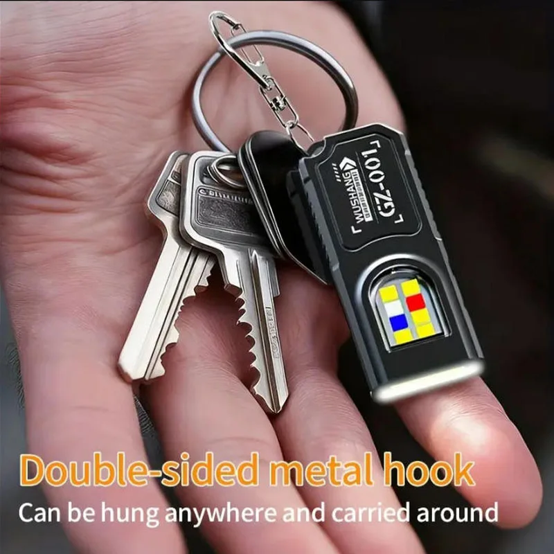 Powerful Mini COB LED Keychain Flashlight USB Rechargeable Hanging Work Light Waterproof Keyring Camping Walking Pocket Lamp