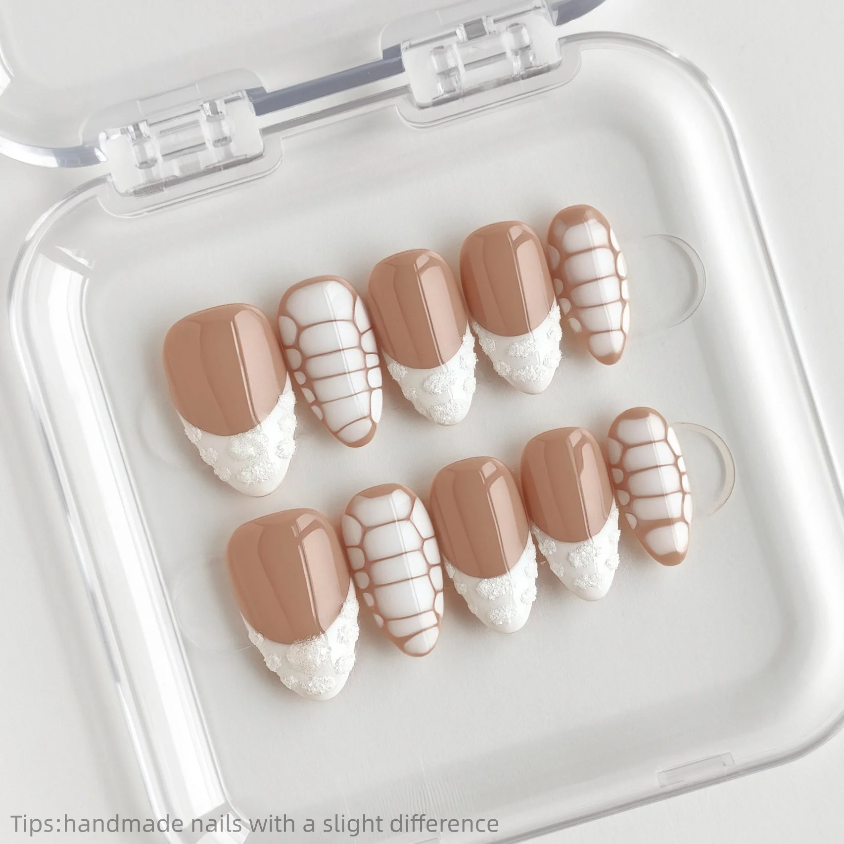 

10 шт., белые французские матовые накладные ногти ручной работы, дизайн 2026, модные миндалевидные носимые многоразовые блестящие накладные ногти INS