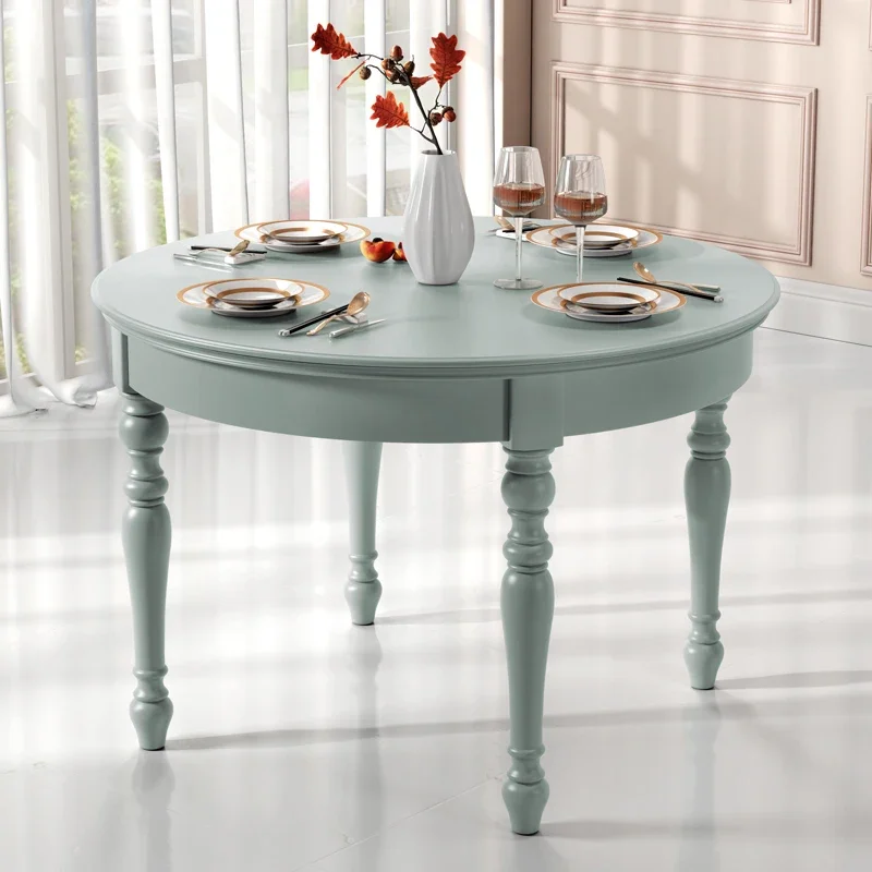 CX solid wood cream wind small round table household round dining table chair combination