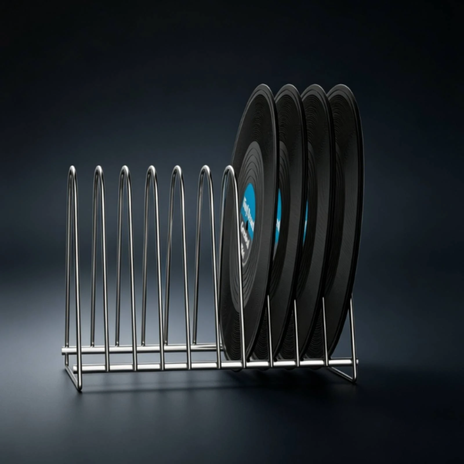 

Desktop Album Rack Stainless Steel Metal Album Storage Rack Album Display Shelf Polished Silver Arched Dividers