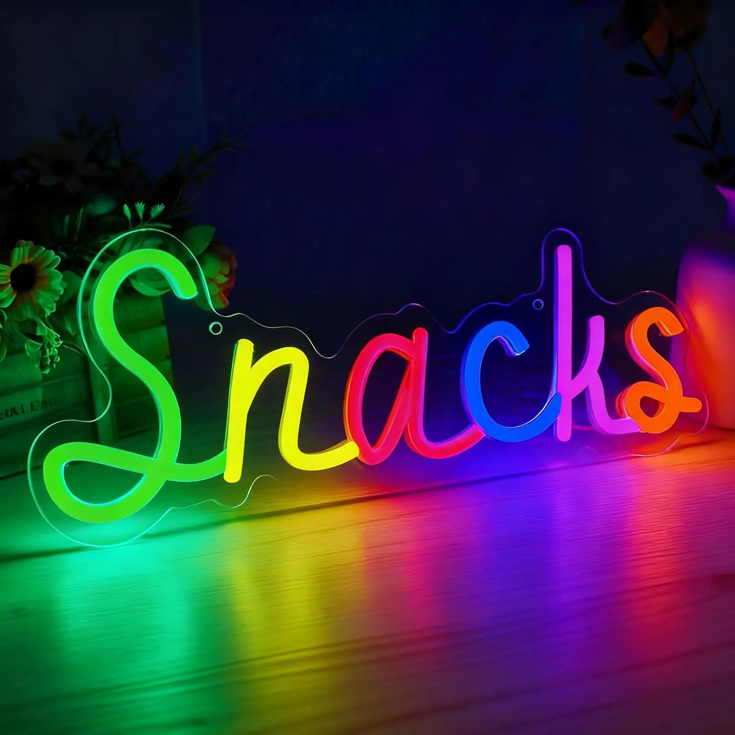 Snacks Neon Sign, Snack Bar Sign voor Wall Decor, Candy Shop Movie Theater Decor, Dimbaar USB Powered Kleurrijk