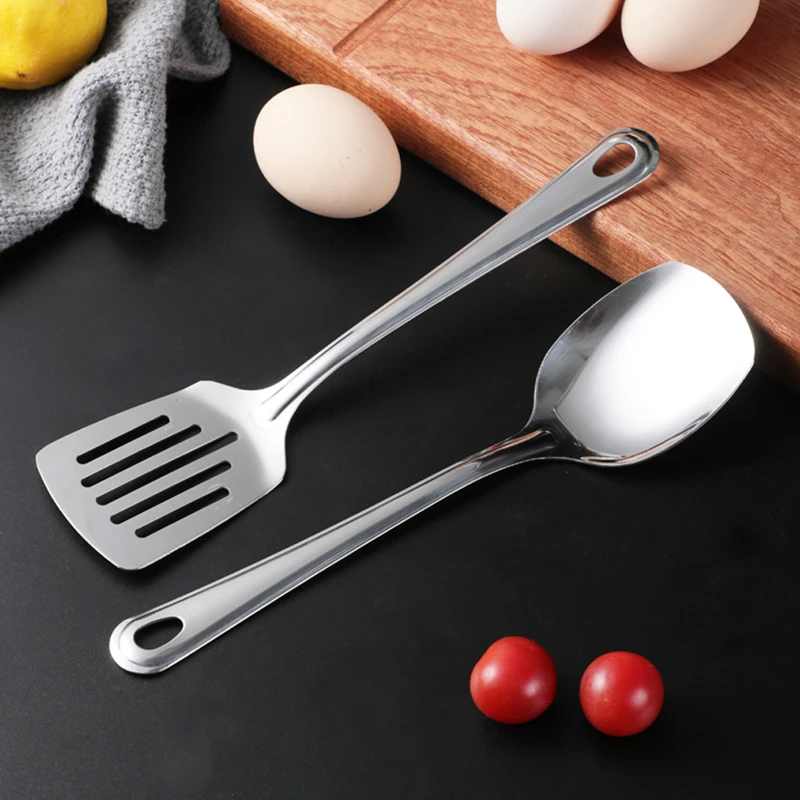 Stainless Steel Kitchen Cooking Pots Spatula Spoon Kitchenware Food Serving Tableware Rice Soup Scoop Colander Home Utensils