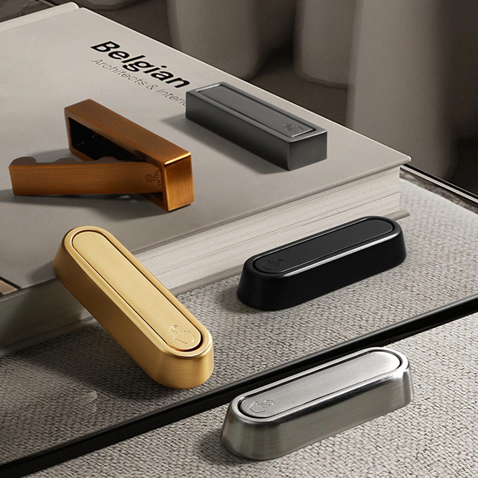 

Traceless Furniture Handle Zinc Alloy Rust Proof Invisible Door Handle For Bathroom Bedroom Light Luxury Metal Door Handle