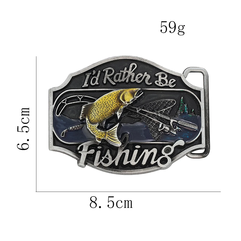 Hebilla de cinturón de Metal 3D para entusiastas de la pesca, adorno de ropa, accesorios de vaquero occidental, artesanía de cuero DIY para hombres