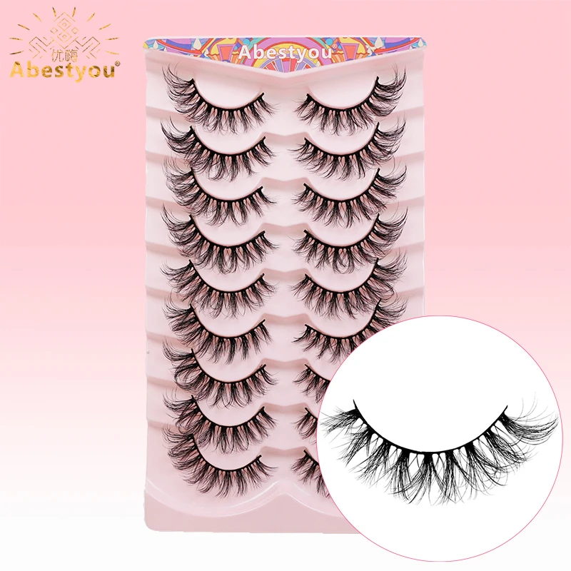 Abestyou 5d Crossed Fluffy Messy 9PAIRS Full Strip Volume Cil Natural Long Lashes Individual Fsh Tail Cluster Eyelash Extensions