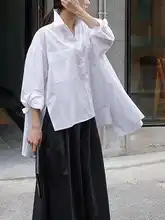 Loose White Long Women's Shirt for Spring Autumn #2