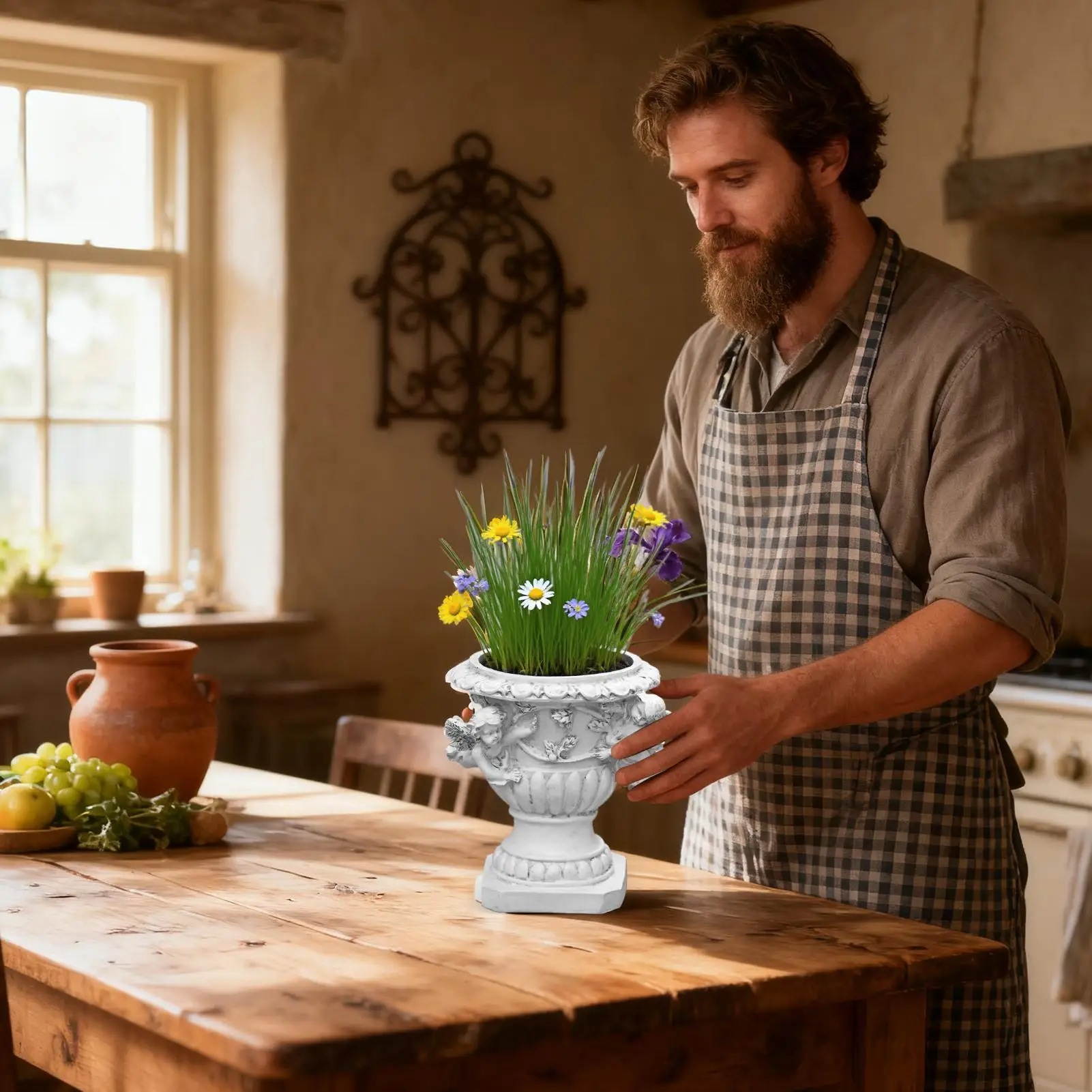 

Angel Planter Pot Flower Pot Decor Resin Lovely Container with Drainage Hole for Indoor Outdoor Garden Balcony Home Porch Cactus