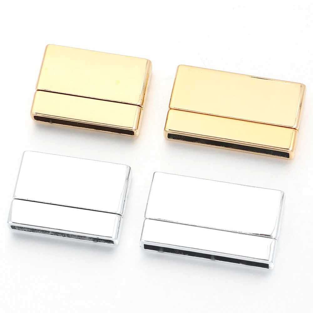 2 Stück flache magnetische Verschlüsse aus Legierung, 25/30 mm, Lederseil, Magnetschnallen-Verbinder für DIY-Schmuckherstellung, Armband-Zubehör