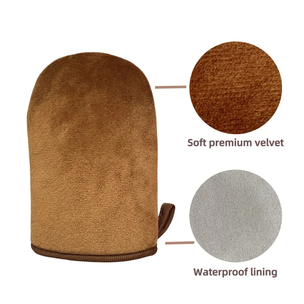 Flocked Self Tanning Mitt, Double Sided Soft Applicator Glove, Reusable Sunless Tan Lotion Applicator for Body Bathing Tools - view 4