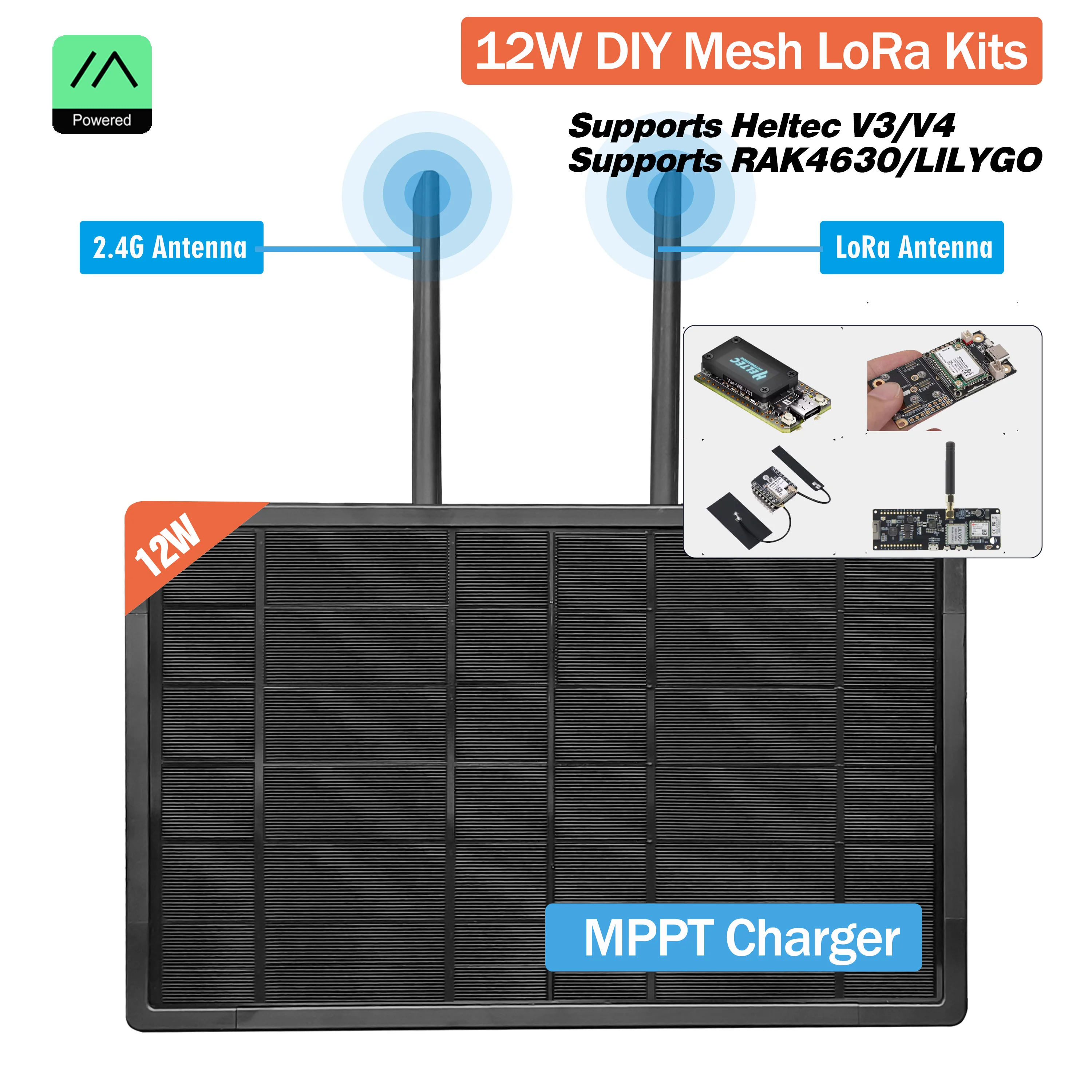 panel-solar-mppt-de-12w-heltec-433-868-915mhz-lora-bateria-exterior-ip67-impermeable-wifi-meshtastic-rak4631-lilygo-esp32-arduino-iot