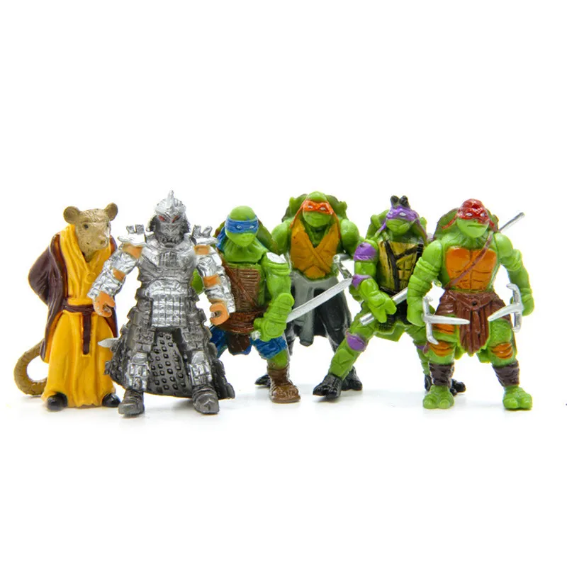 6PCS Teenage Mutant Ninja Turtles Mini Anime Action Figure 5cm Raphael Donatello Toys Model Desktop Decor Cartoon Kids Xmas Gift