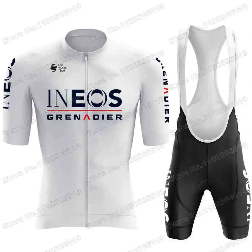 2022 INEOS Grenadier Team Cycling Clothing White Black Red Cycling Jersey Set Road Bike Shirt Suit Bicycle Bib Shorts Maillot