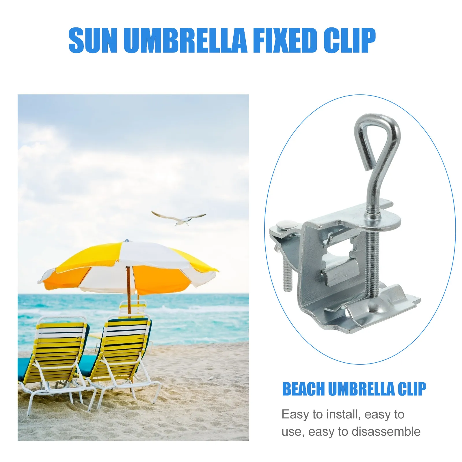 Outdoor Umbrella Fixed Clip Stable Clamp Parasol Bracket Holder Large Opening Quick Release Patio Garden Stand