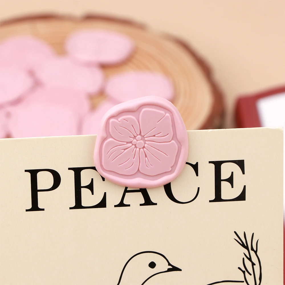 10pcs/set Romantic Cherry Blossom Self-Adhesive Wax Seal Stickers Wedding Invitations Envelope Seal
