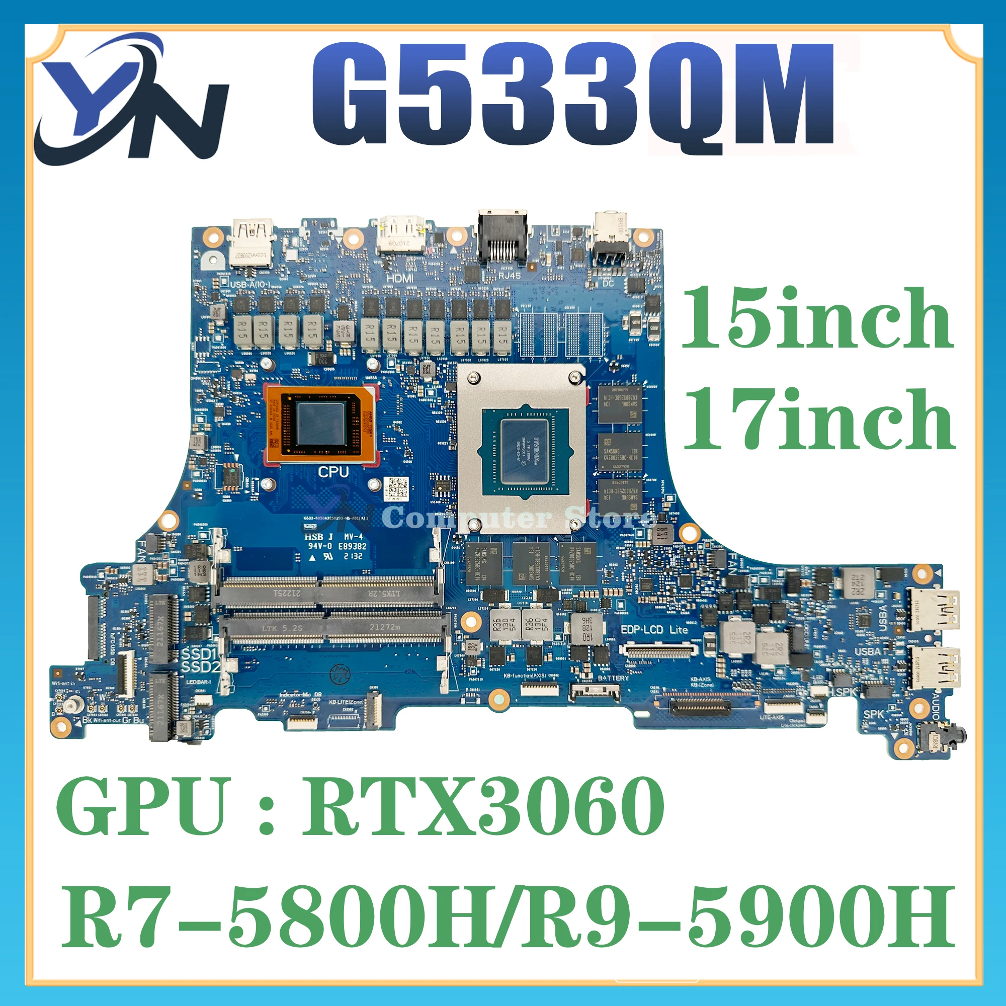 G533Q Laptop Motherboard For ASUS ROG Strix SCAR G533QS G533QM G733QS G733QM Mainboard R7-5800H R9-5900H RTX3060-6G/3080-8G