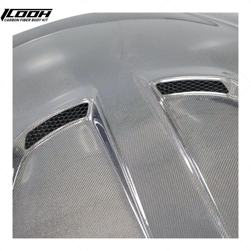 ICOOH Racing LB Style Carbon Fiber Glossy Black Front Engine Hood Bonnet with Vents New for for A90 A91 2019-2023