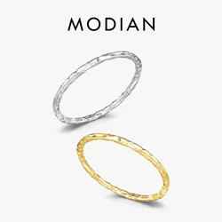 MODIAN-Anillo de Plata de Ley 925 para mujer, sortija apilable, de Color dorado