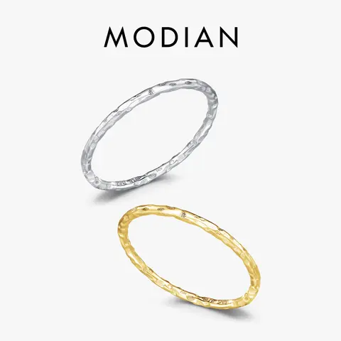 MODIAN 925 스털링 실버 간단한 은박지 디자인 스타일 쌓을 수있는 유행 손가락 반지 매력 골드 컬러 쥬얼리 여성 선물 용품