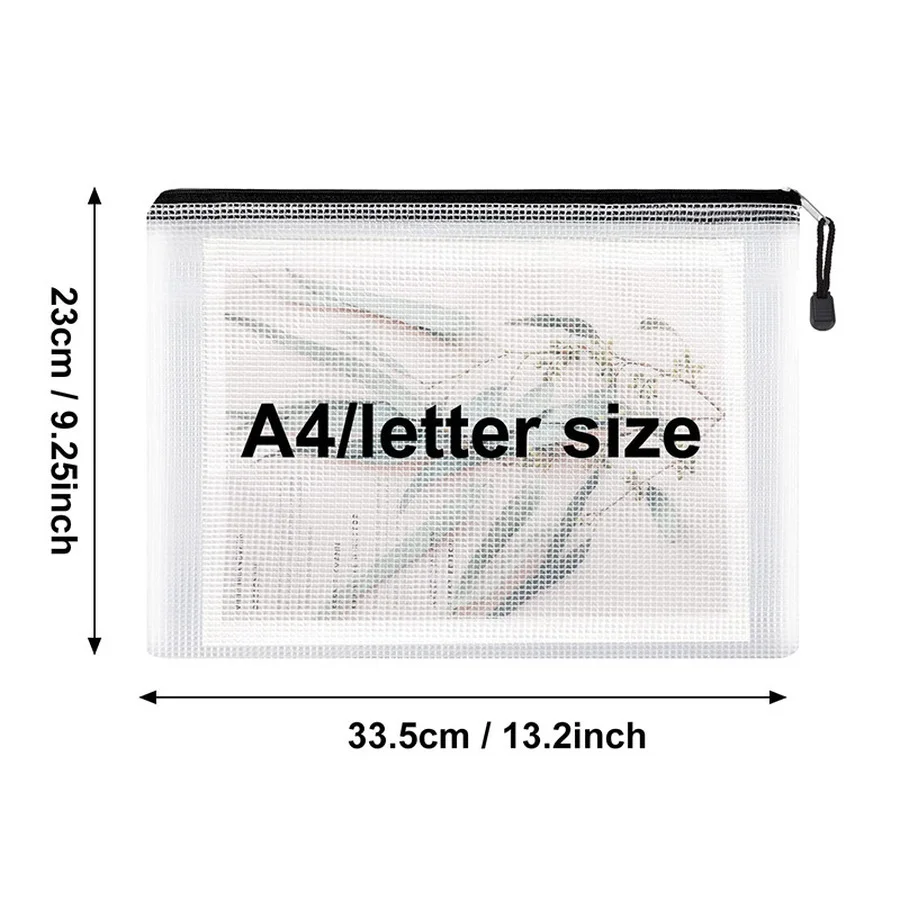 Bolsa impermeable con cremallera para documentos, carpeta transparente de PVC A4, bolsillos para documentos, carpetas de productos para oficina y