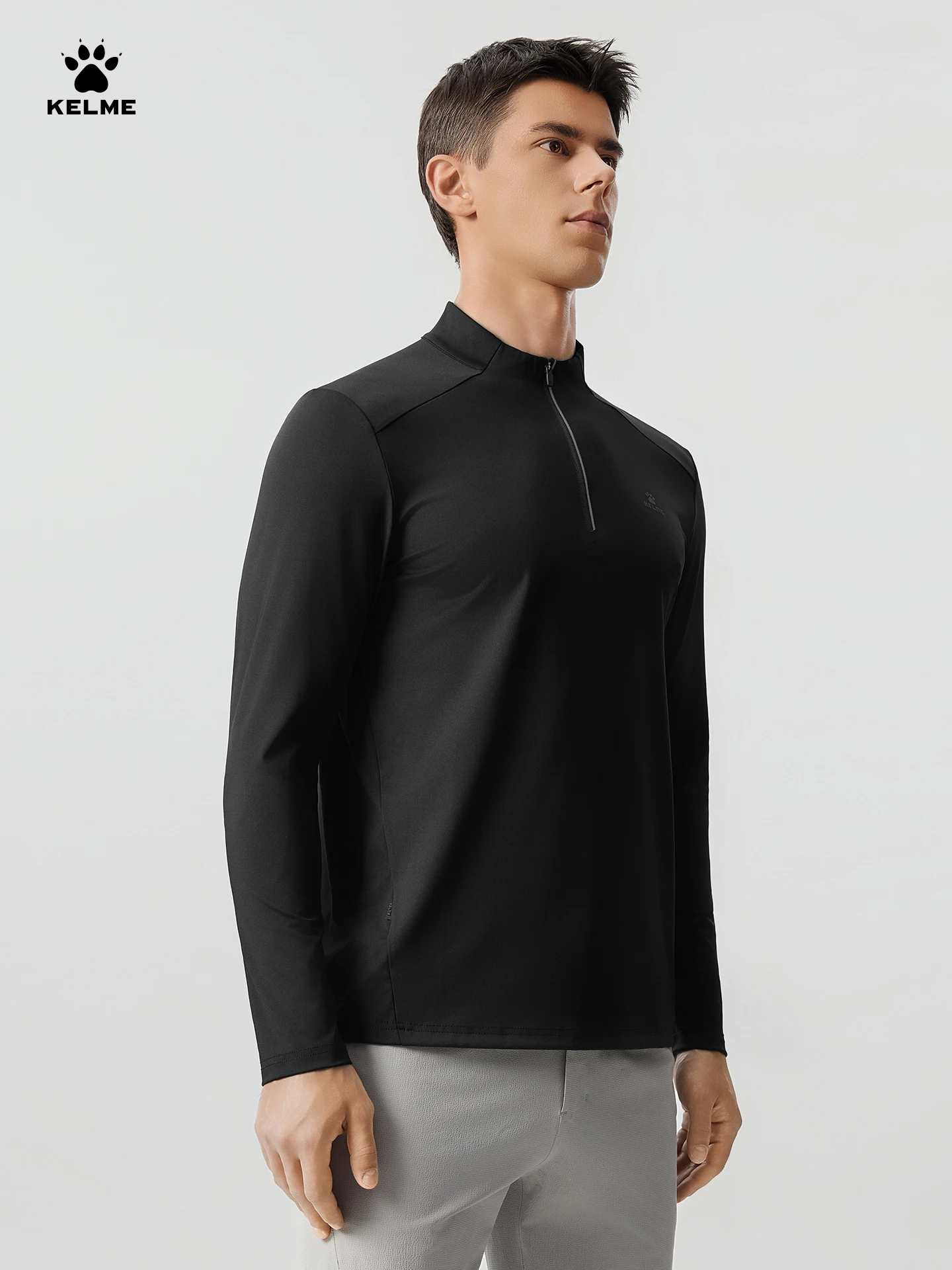 

Kelme Men's Half-Zip Training Sweatshirt Stretch Fitness Top Quick-Dry Running Long-Sleeve Yoga Hybrid Training Jacket
