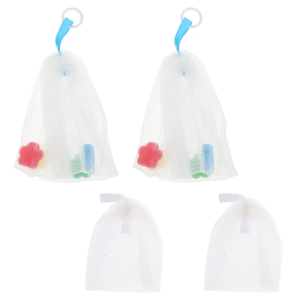 

4pcs Foaming Net Soap Pouch Exfoliating Face Cleaning Tool Durable Saver Storage Hole Portable For All Skin