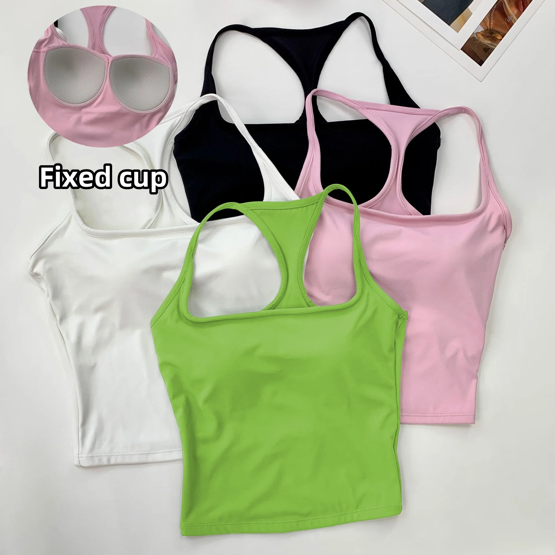Women's Pilates Tank Top Push-Up Sports Bra Hollow Breathable Fitness Bras Gym Yoga Vest Sexy Running Tops Sportswear