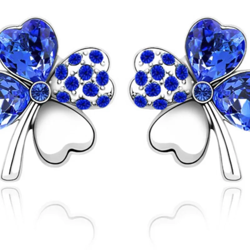 four Leaf Clover earring stud Quality popular Austrian Crystal classic fashion jewelry charm summer girl gifts birthday wedding