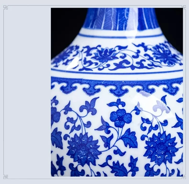 Imagem -04 - Azul e Branco Porcelana Vaso Decoração Sala Flor Arranjo Antigo Artesanato Decorativo Jingdezhen Cerâmica Vasos